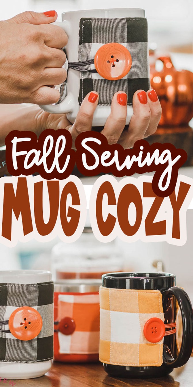 101 Fall Sewing Tutorials - EverythingEtsy.com - Fall Mug Cozy Tutorial