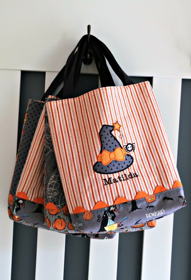 101 Fall Sewing Tutorials - EverythingEtsy.com - Halloween Tote Bag Pattern