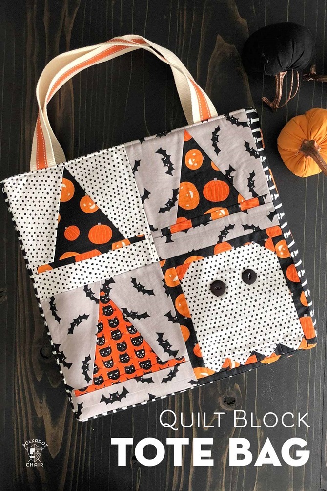 101 Fall Sewing Tutorials - EverythingEtsy.com - Halloween Tote Bag