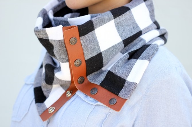 101 Fall Sewing Tutorials - EverythingEtsy.com - Leather and Plaid Scarf