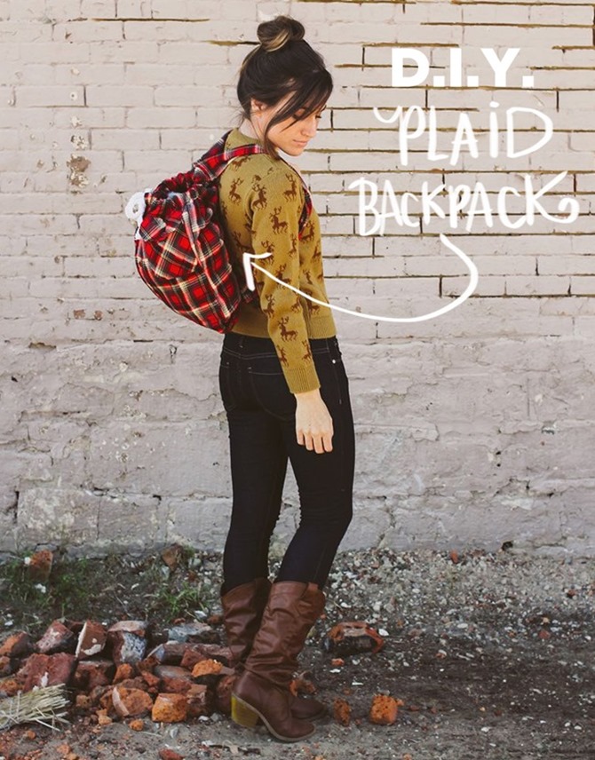 101 Fall Sewing Tutorials - EverythingEtsy.com - Plaid Backpack