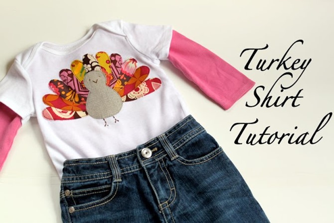 101 Fall Sewing Tutorials - EverythingEtsy.com - Thanksgiving Turkey Shirt