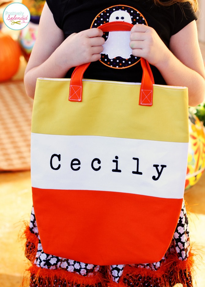 101 Fall Sewing Tutorials - EverythingEtsy.com - Trick-or-Treat Tote...super cute DIY!