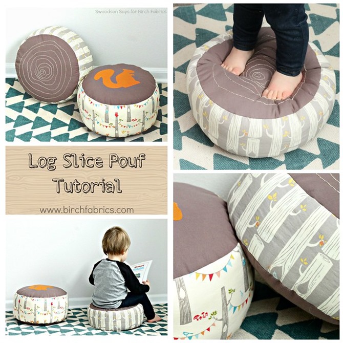 101 Fall Sewing Tutorials - Log Slice Pouf Tutorial