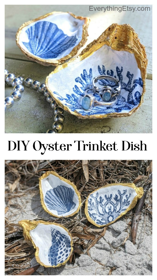 DIY Oyster Trinket DIsh - EverythingEtsy.com - Decoupage Tutorial