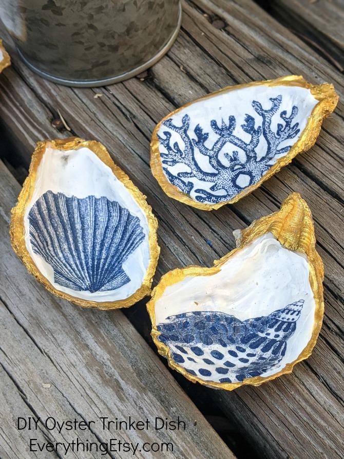 EverythingEtsy.com - DIY Oyster Trinket Dish Decoupage Tutorial