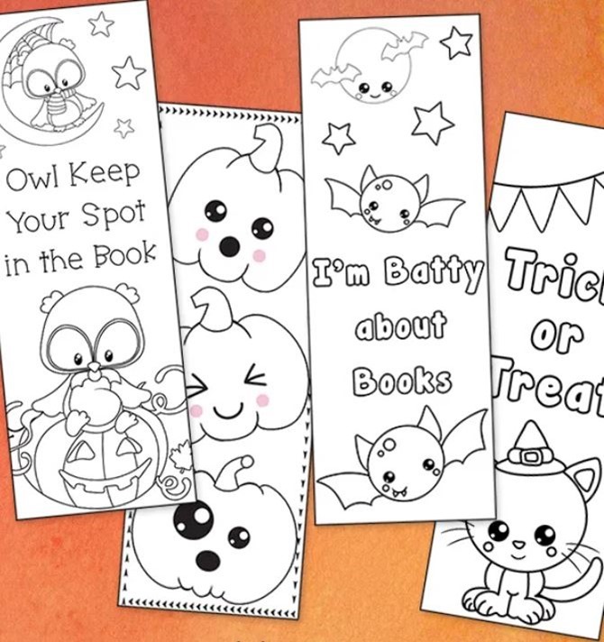 7 Free Halloween Coloring Page Printables for Adults and Kids - EverythingEtsy.com - Bookmarks