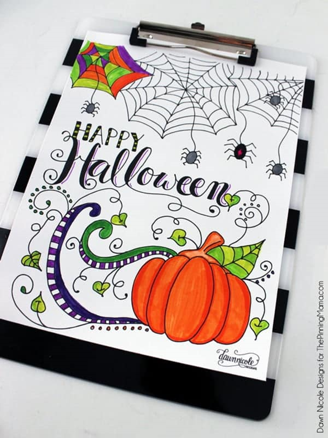 7 Free Halloween Coloring Page Printables for Adults and Kids - Happy Halloween - EverythingEtsy