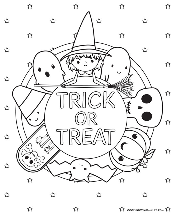 kids halloween free printable coloring page