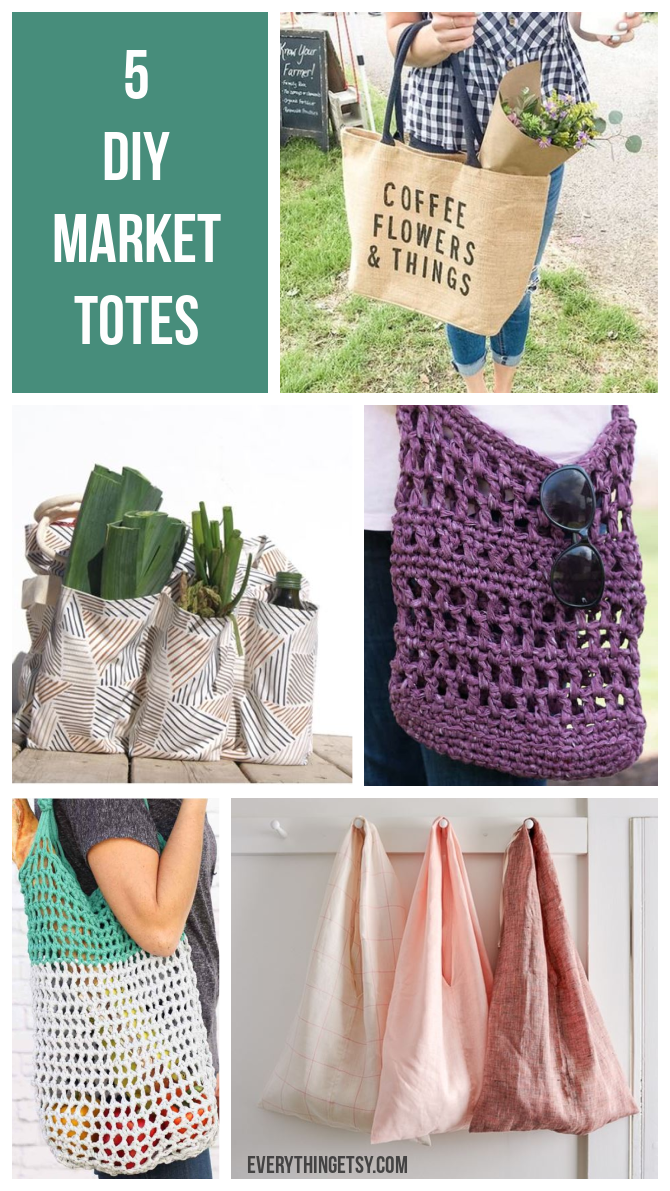 5 DIY Market Totes - Farmer's Market Weekend - EverythingEtsy.com