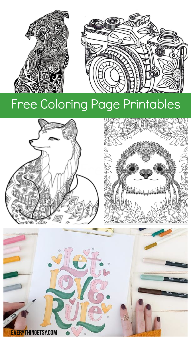 7 Free Printable Coloring Pages for Adults & Children–Cheerful Designs ...