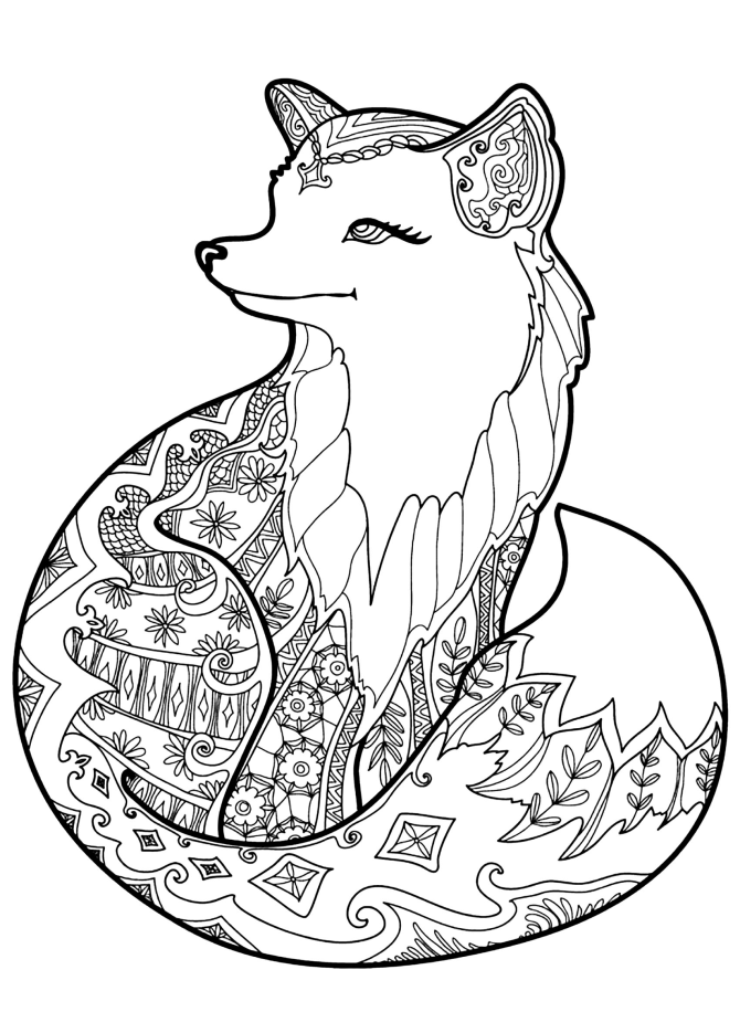 7 Free Printable Coloring Pages for Adults and Children - Fox - EverythingEtsy