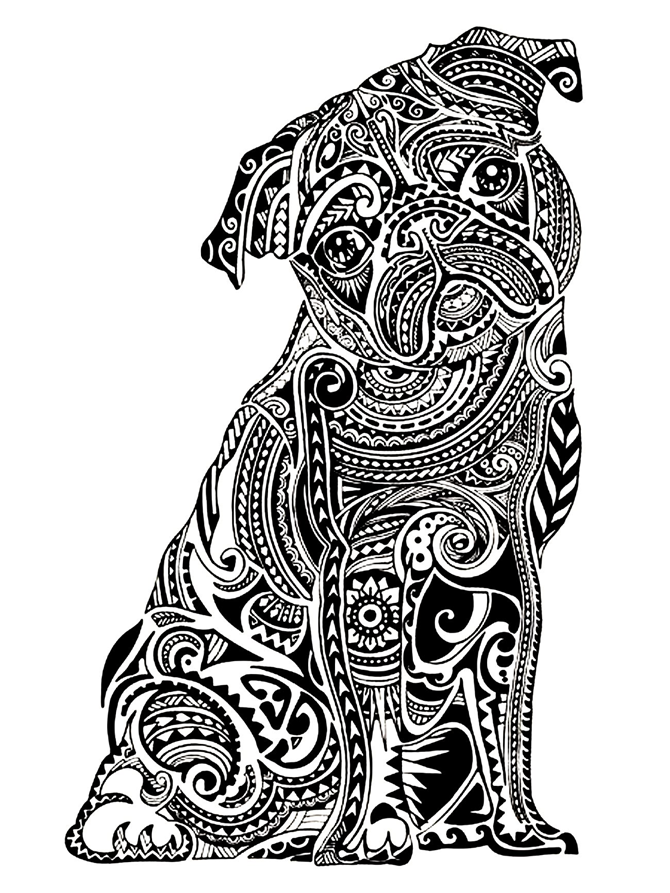 7 Free Printable Coloring Pages for Adults and Children - Pug - EverythingEtsy