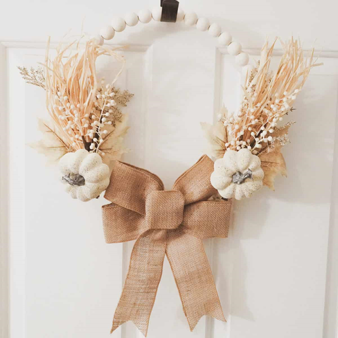 Fall Wood Bead Wreath - DIY Ideas on EverythingEtsy