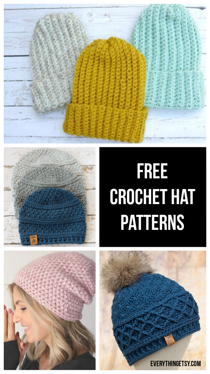 4 Free Crochet Hat Patterns - Easy Designs You'll Love!  EverythingEtsy.com