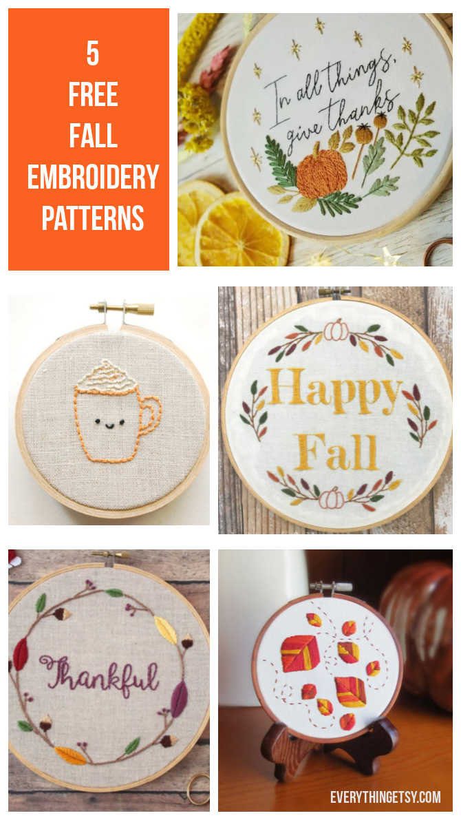 5 Free Fall Embroidery Patterns - Everything Etsy