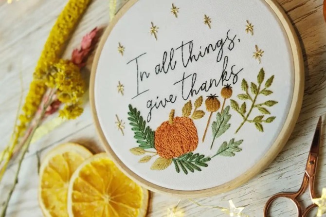 5 Free Fall Embroidery Patterns - Thanksgiving - Everything Etsy