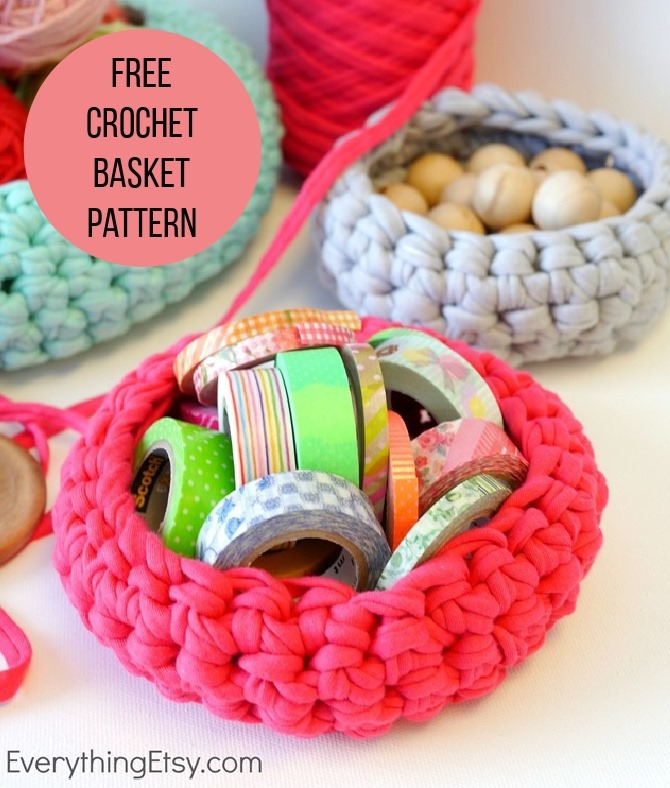 Free Crochet Basket Pattern - Organize Your Craft Room - Everything Etsy (1)